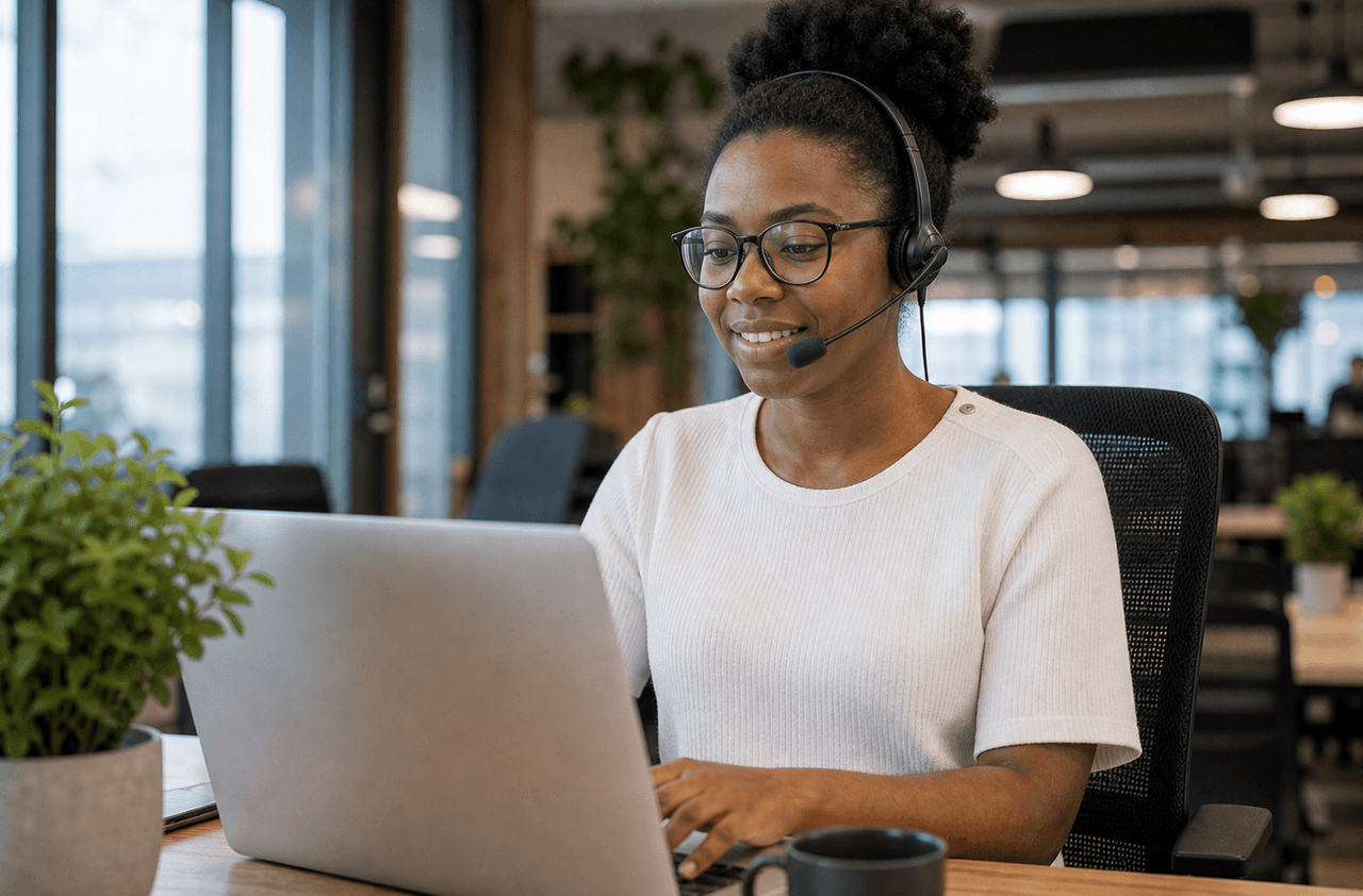 Customer service medewerker met headset